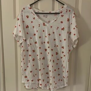 Women's White Strawberry Print Top